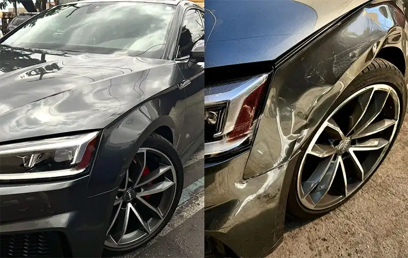 before and after Audi body repair
