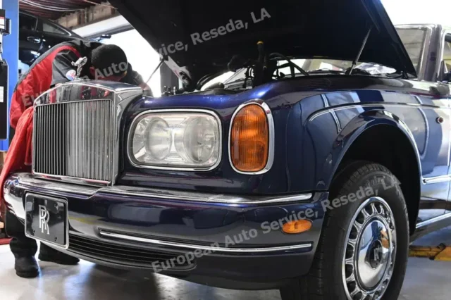 Rolls-Royce Silver Seraph undergoing engine diagnostics at European Auto Service in Los Angeles