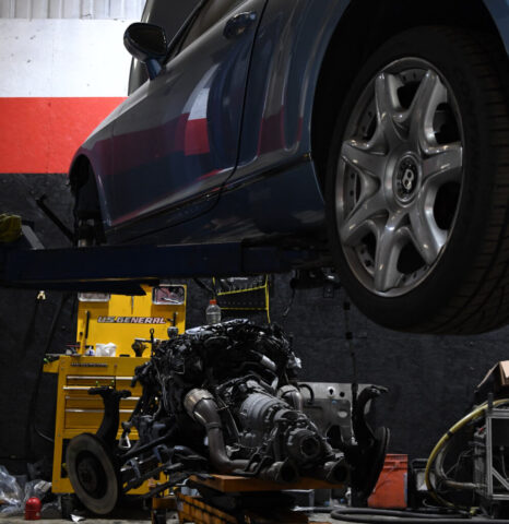 Bentley Engine Removed for Repair at European Auto Service Bentley engine removed from vehicle for repair at European Auto Service in Reseda, Los Angeles