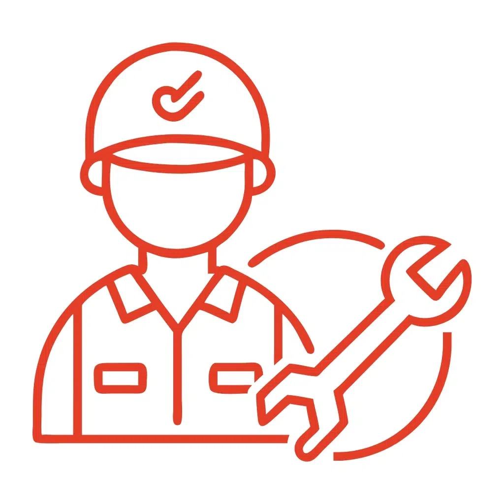 Mechanic in Bentley-branded uniform with wrench and checkmark