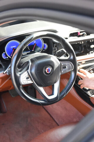 Alpina B7 dashboard disassembly during interior repair Interior dashboard of Alpina B7 being disassembled for repair at European Auto Service in Reseda
