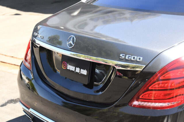 Maybach S600 Rear View with Badge – European Auto Service Reseda Rear trunk and badge of Maybach S600 at European Auto Service in Reseda, Los Angeles
