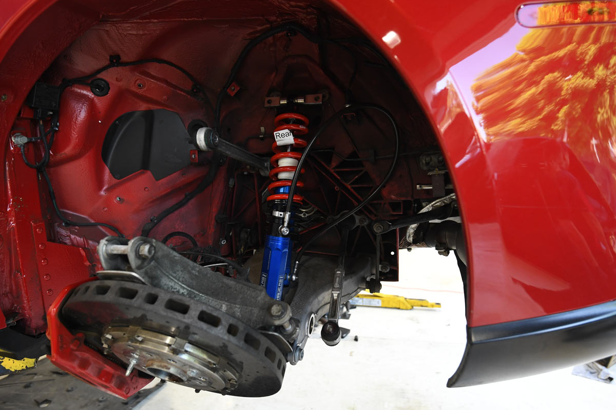 Ferrari suspension and brake inspection at independent Ferrari specialist in Los Angeles