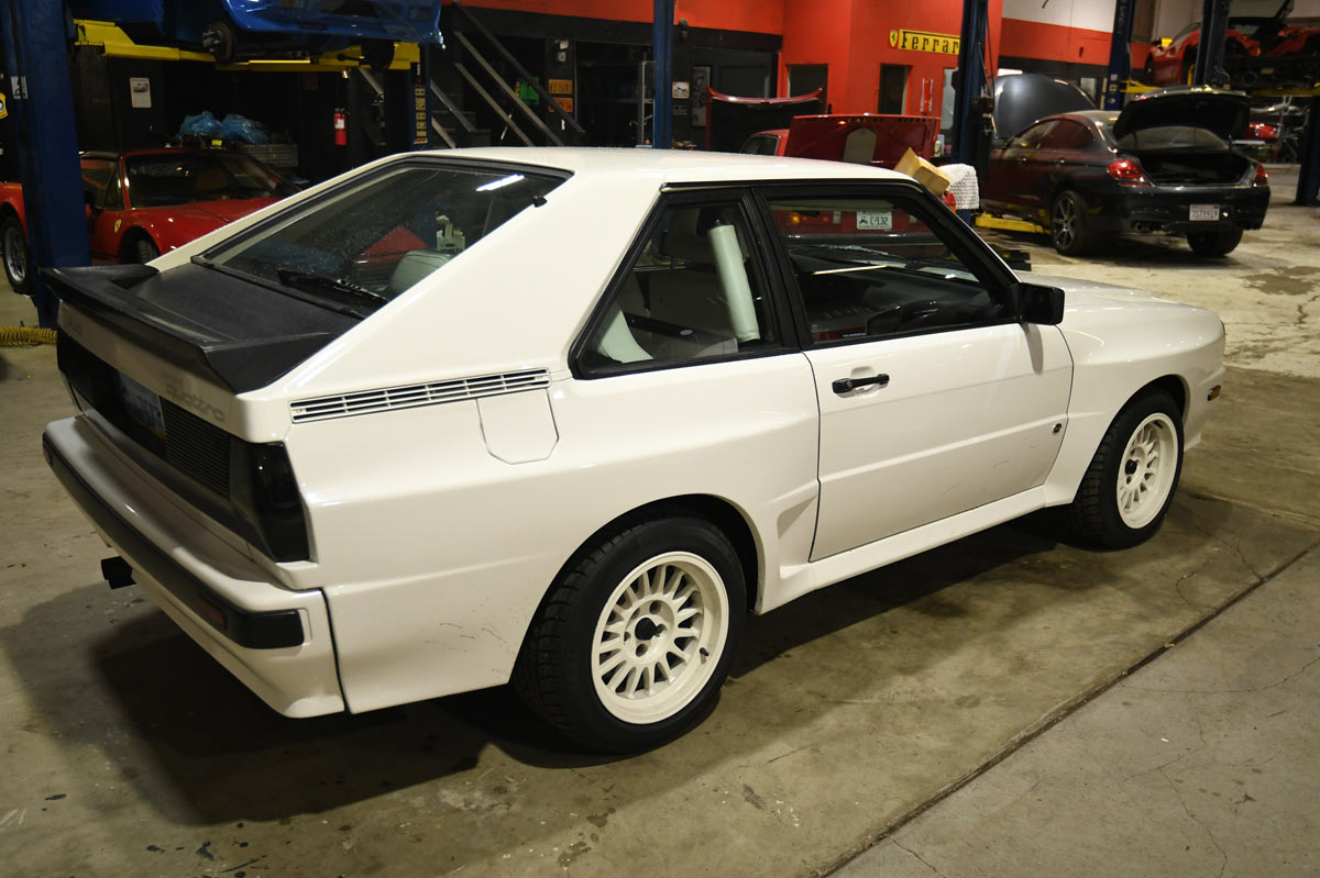 Audi Sport Quattro rear three-quarter view at European Auto Service in Reseda